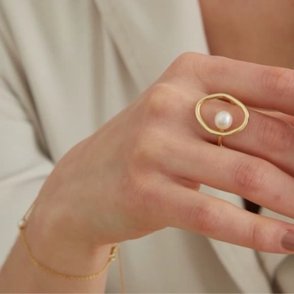 Lagom Studio Jewelry - Pearl Ring Size7 Elegant Ring